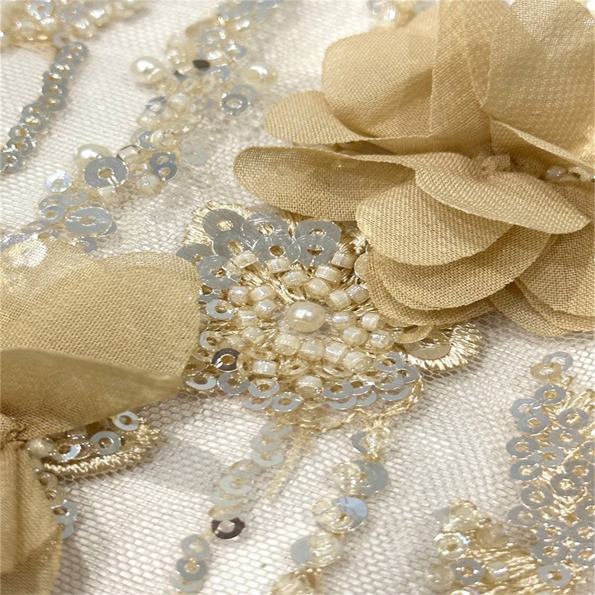 5 Yards 3D Floral Pearl Beaded Embroidered Lace Fabric – Luxury Wedding Gown and Evening Dress Material | Love in Lace