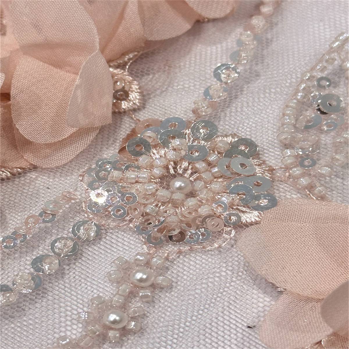 5 Yards 3D Floral Pearl Beaded Embroidered Lace Fabric – Luxury Wedding Gown and Evening Dress Material | Love in Lace