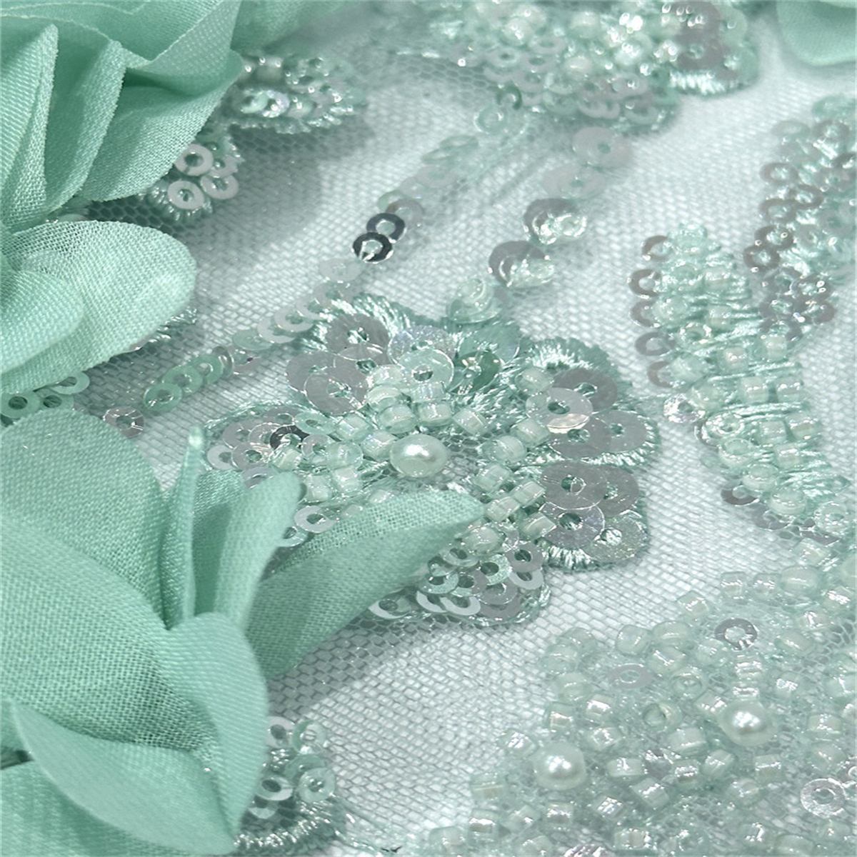 5 Yards 3D Floral Pearl Beaded Embroidered Lace Fabric – Luxury Wedding Gown and Evening Dress Material | Love in Lace