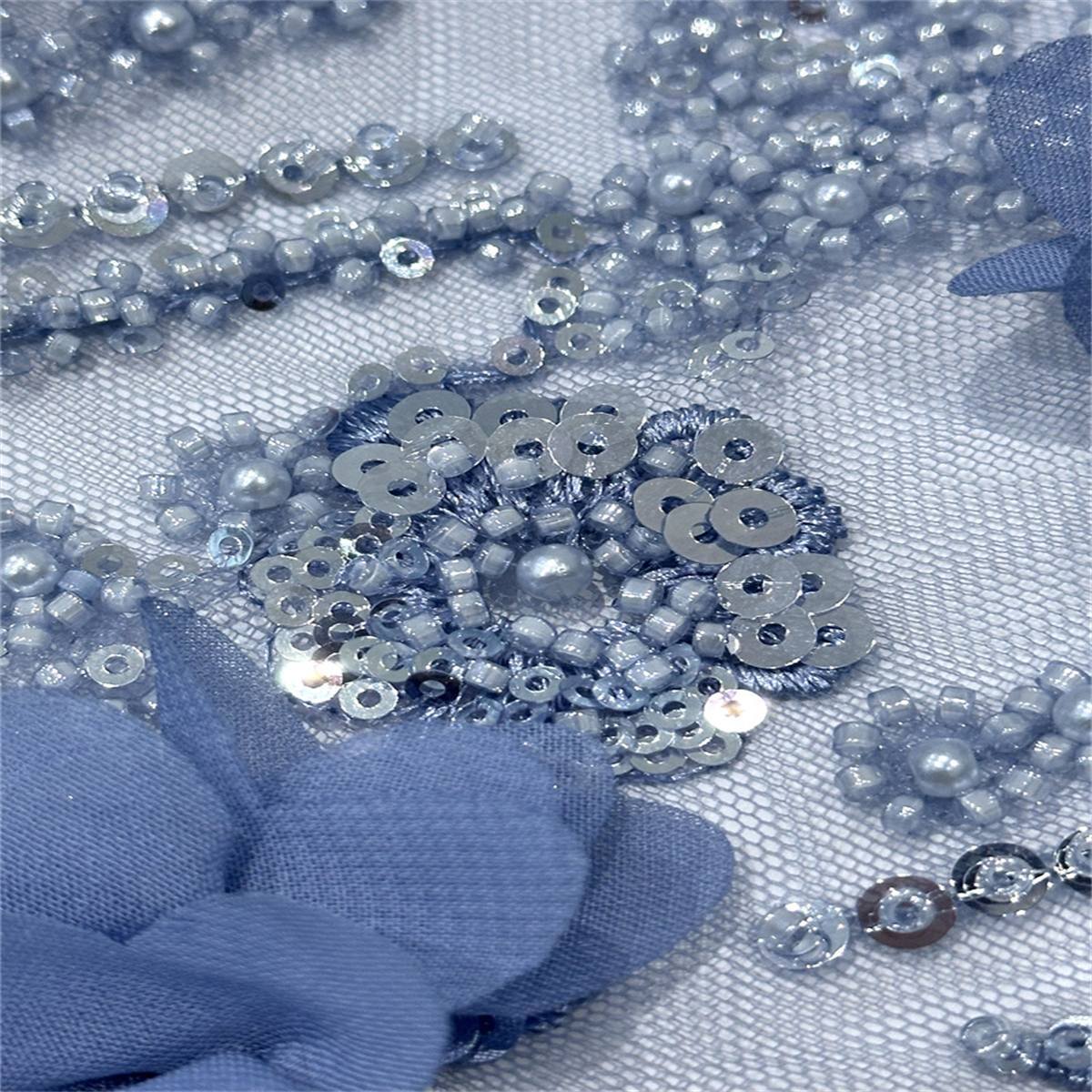 5 Yards 3D Floral Pearl Beaded Embroidered Lace Fabric – Luxury Wedding Gown and Evening Dress Material | Love in Lace