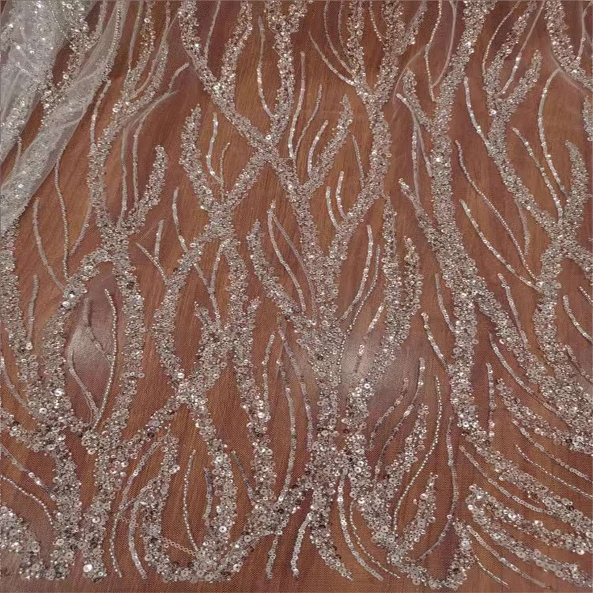 1 Yard Beaded Bridal Lace Material Fabric For Dresses