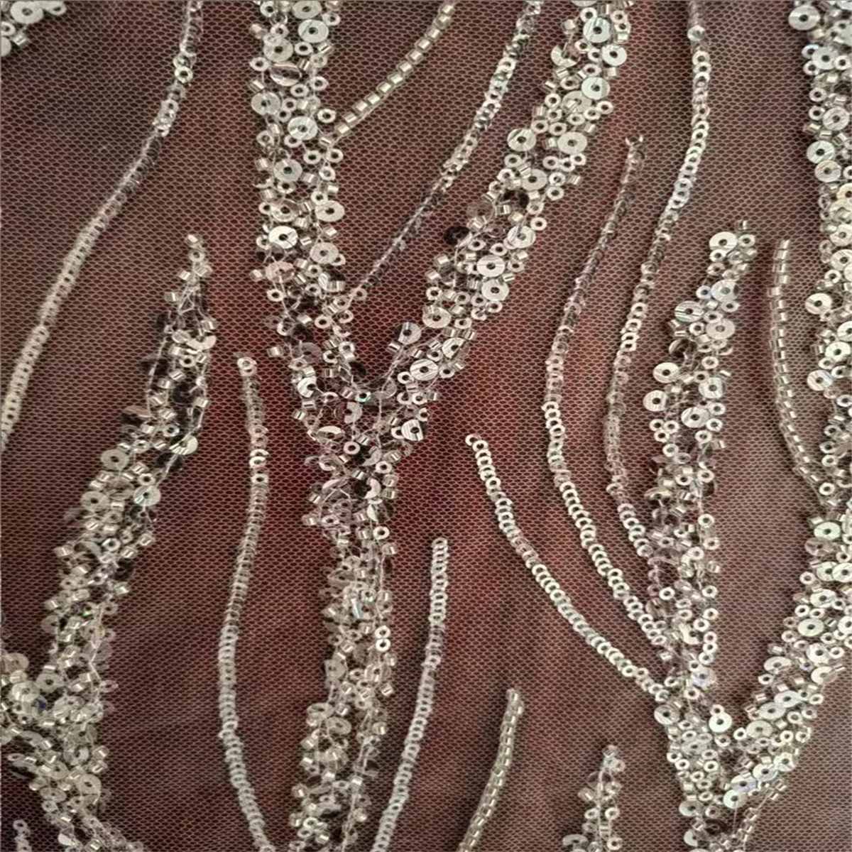 1 Yard Beaded Bridal Lace Material Fabric For Dresses