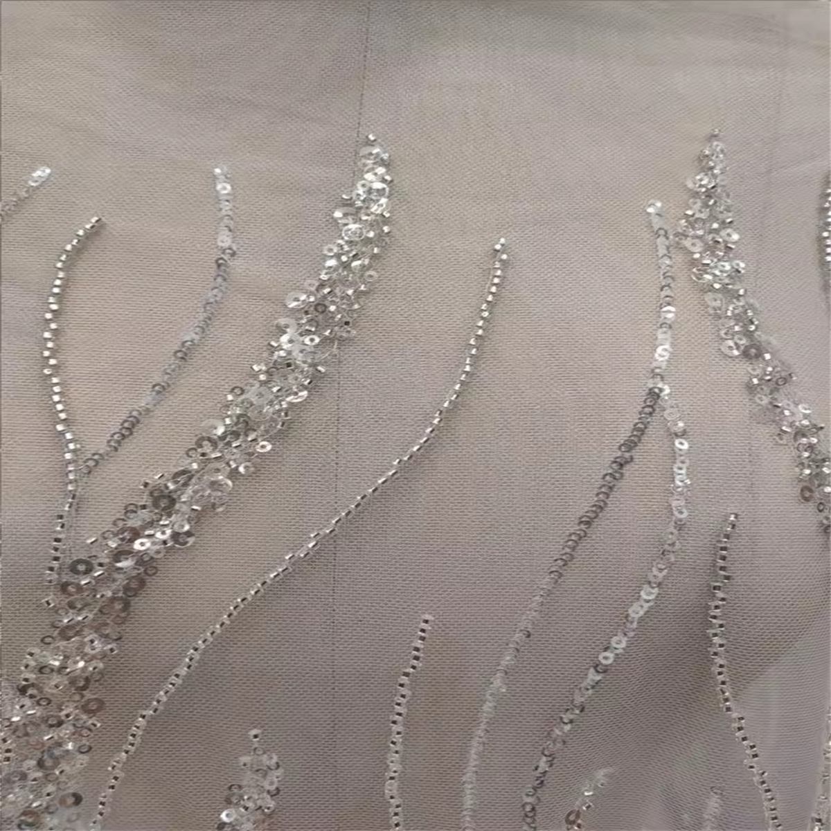 1 Yard Beaded Bridal Lace Material Fabric For Dresses