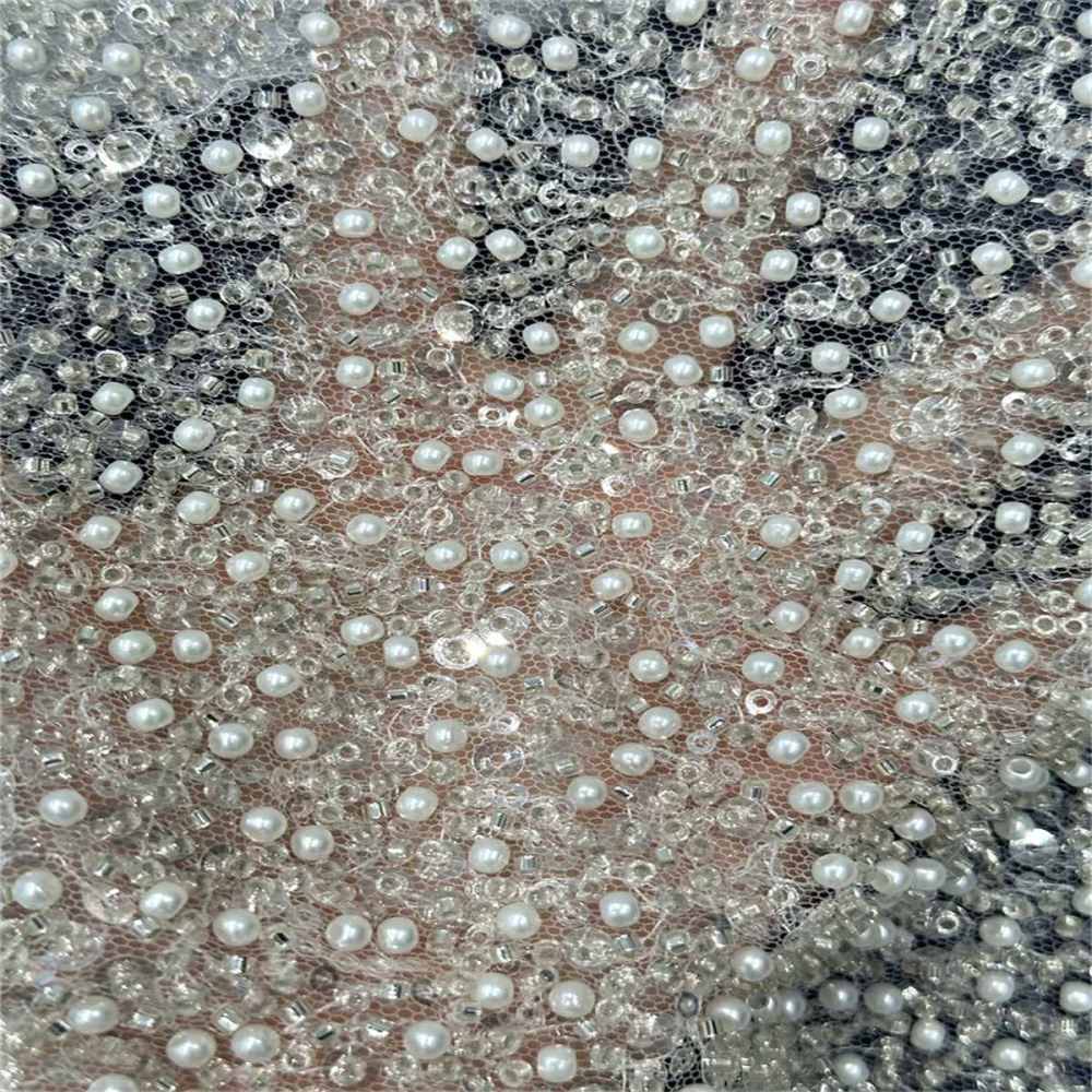 5 Yards Beaded Lace Material Fabric