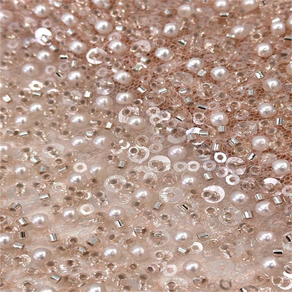 5 Yards Beaded Lace Fabric