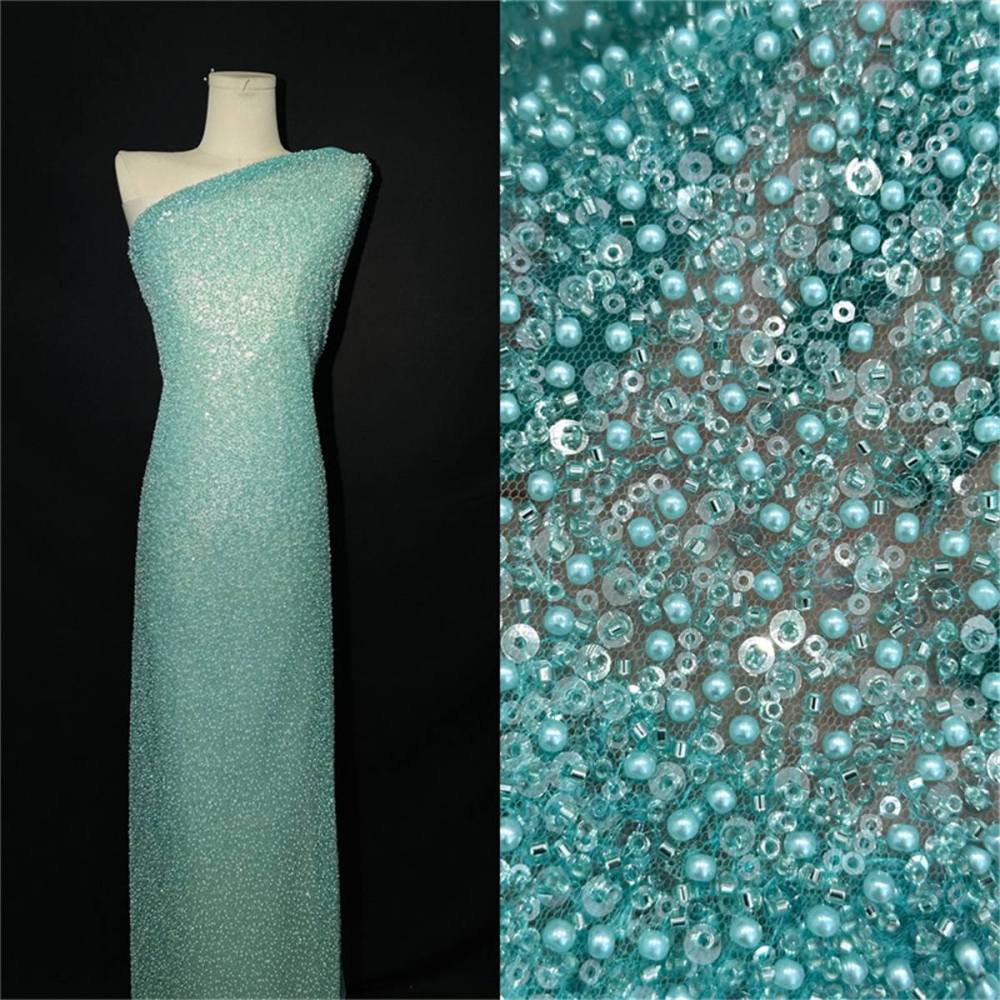 5 Yards Beaded Lace Fabric