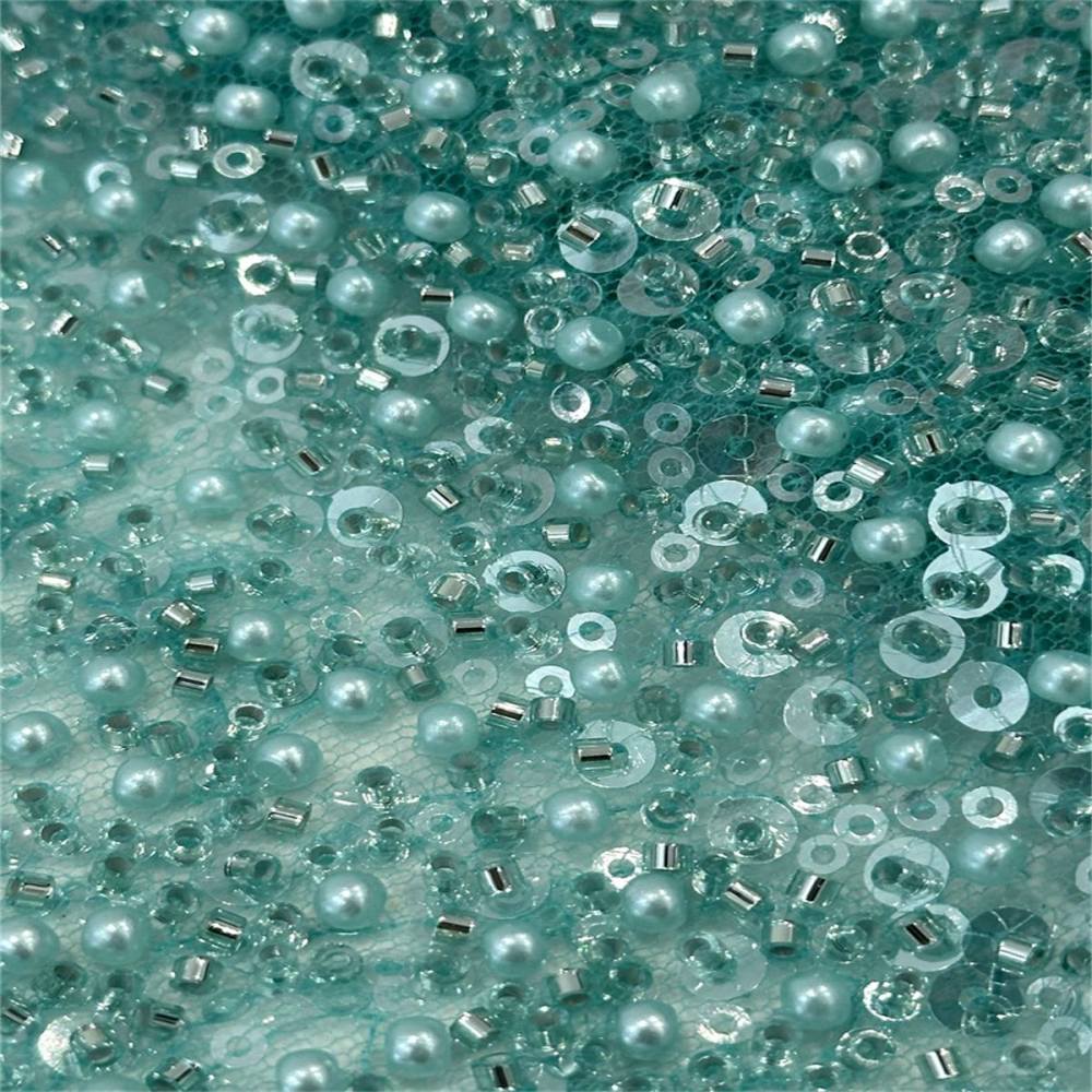 5 Yards Beaded Lace Fabric