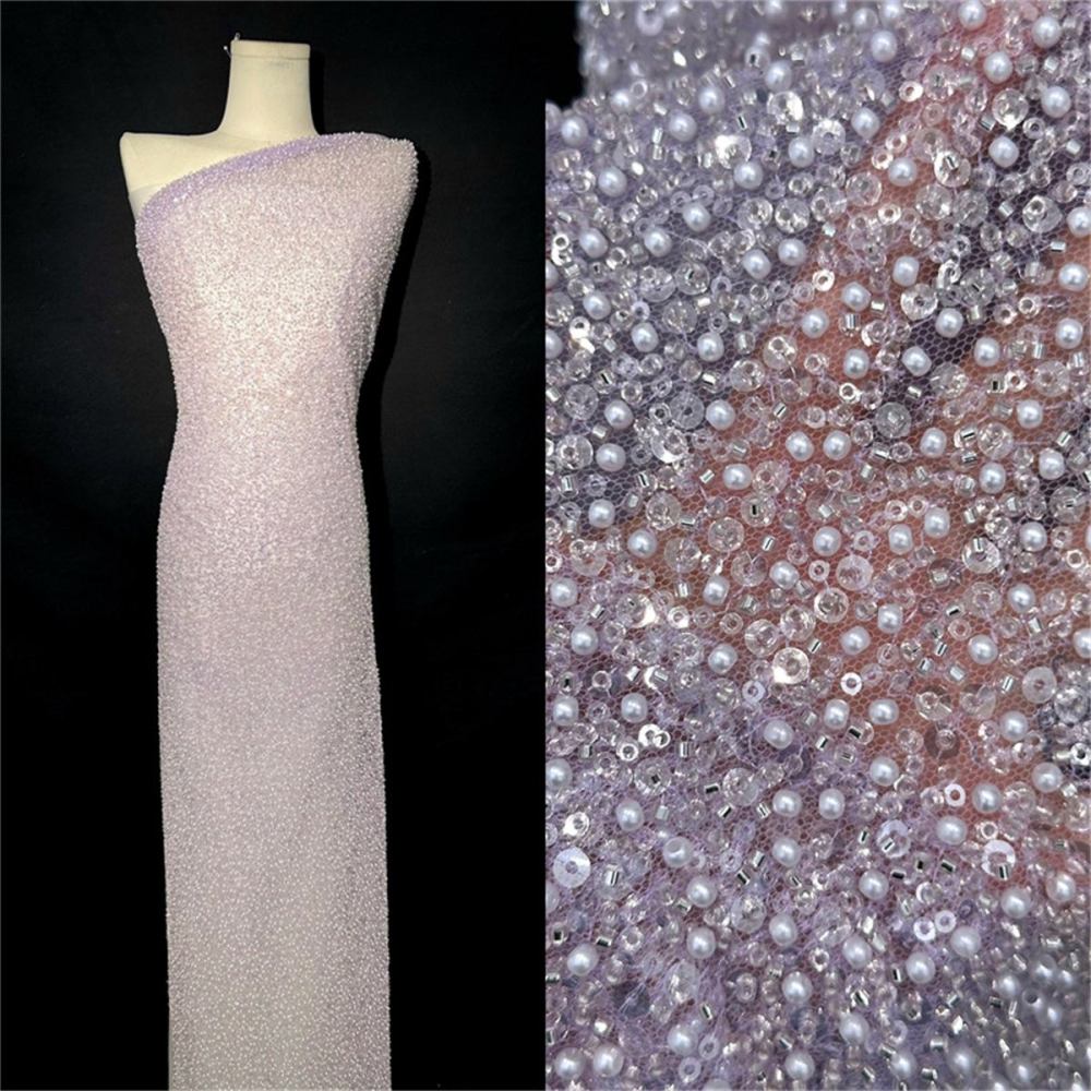 5 Yards Beaded Lace Fabric