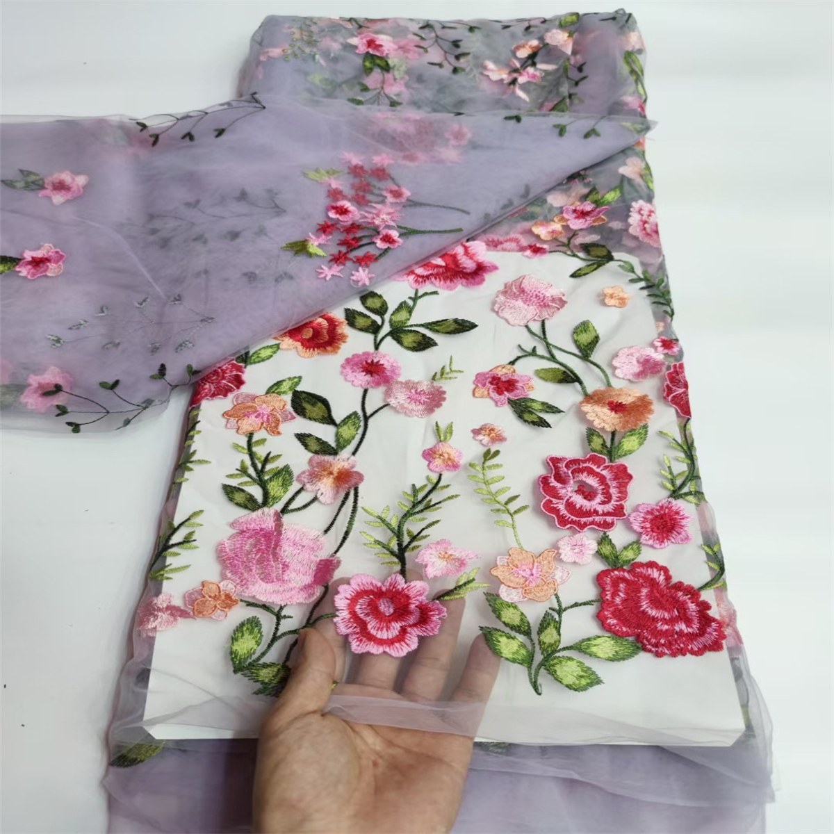 5 Yards Embroidered Mesh Fabric, Colorful Embroidery, Multicolor Embroidered Tulle Lace Fabric | Love in Lace | NO. DB002