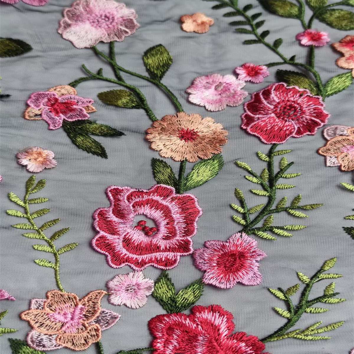 5 Yards Embroidered Mesh Fabric, Colorful Embroidery, Multicolor Embroidered Tulle Lace Fabric | Love in Lace | NO. DB002