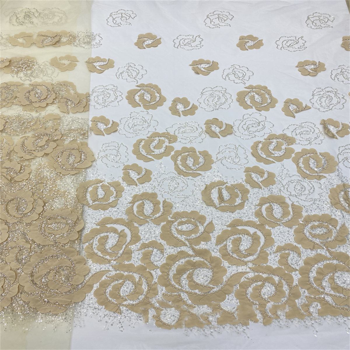3D Flowers, Sequins, Pearls, Beads, Wedding, Evening