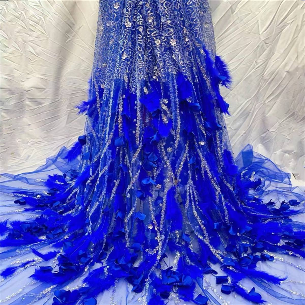 5 Yards Beaded Feather Fabric, Beaded Mesh Fabric, Beaded Tulle Lace Fabric for Dresses & Gowns | Love in Lace | NO. JX308