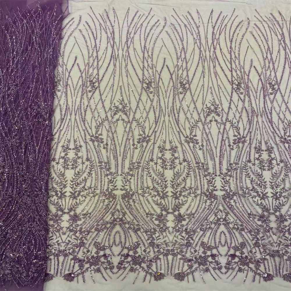5 Yards Beaded Lace Fabric For Dresses