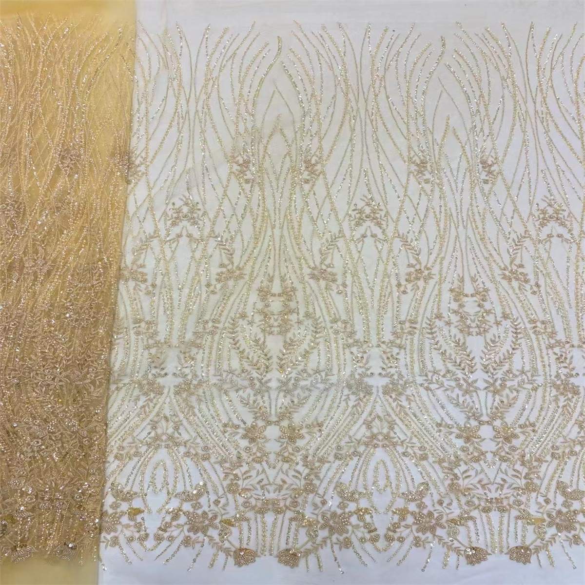 5 Yards Beaded Lace Fabric For Dresses