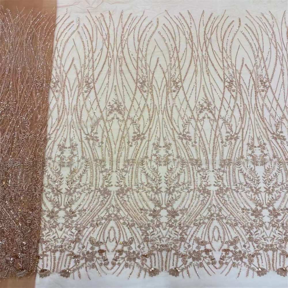5 Yards Beaded Lace Fabric For Dresses