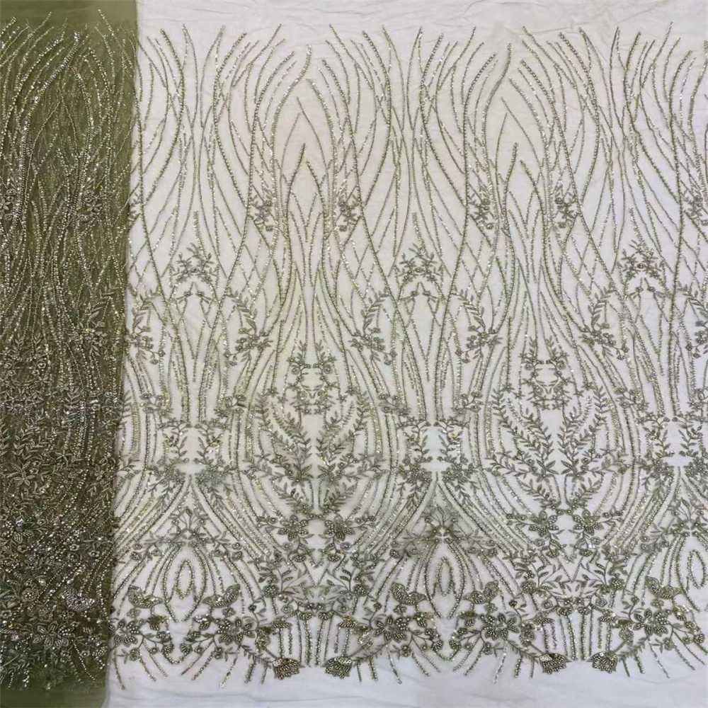 5 Yards Beaded Lace Fabric For Dresses