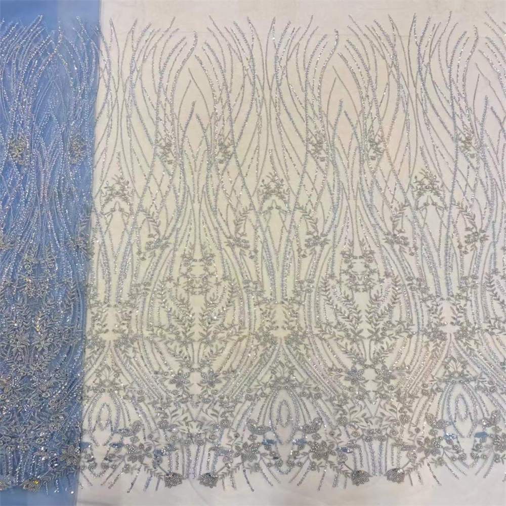 5 Yards Beaded Lace Fabric For Dresses
