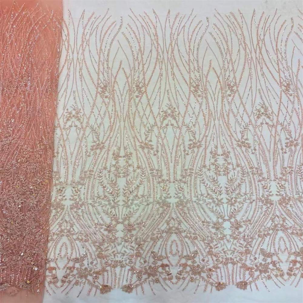 5 Yards Beaded Lace Fabric For Dresses