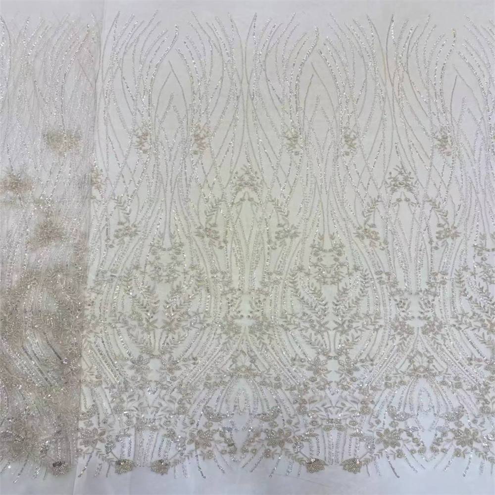 5 Yards Beaded Lace Fabric For Dresses