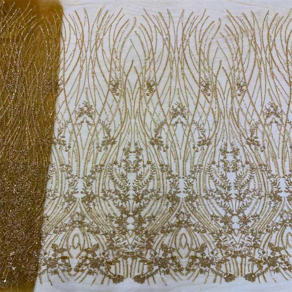 5 Yards Beaded Lace Fabric For Dresses