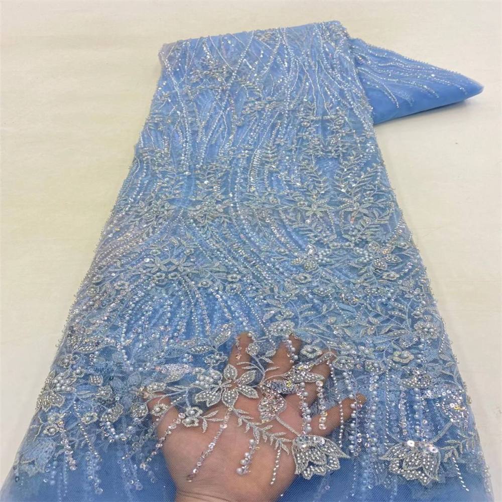 5 Yards Beaded Lace Fabric For Dresses