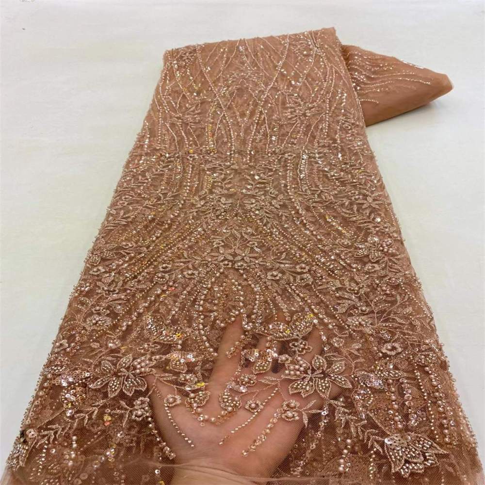 5 Yards Beaded Lace Fabric For Dresses