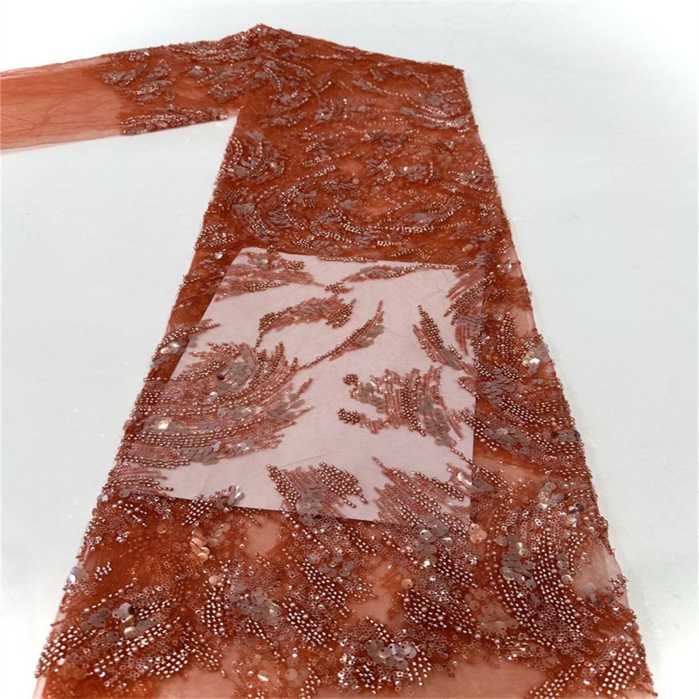 5 Yards Beaded Mesh Fabric, Beaded Tulle Fabric with Beads, Pearls & Sequins | Love in Lace | NO. PFS049