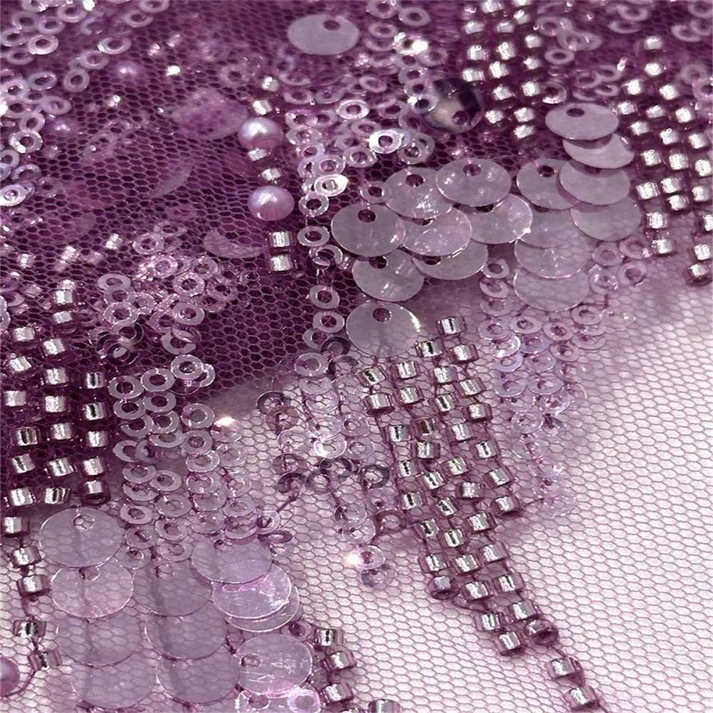 5 Yards Beaded Mesh Fabric, Beaded Tulle Fabric with Beads, Pearls & Sequins | Love in Lace | NO. PFS049