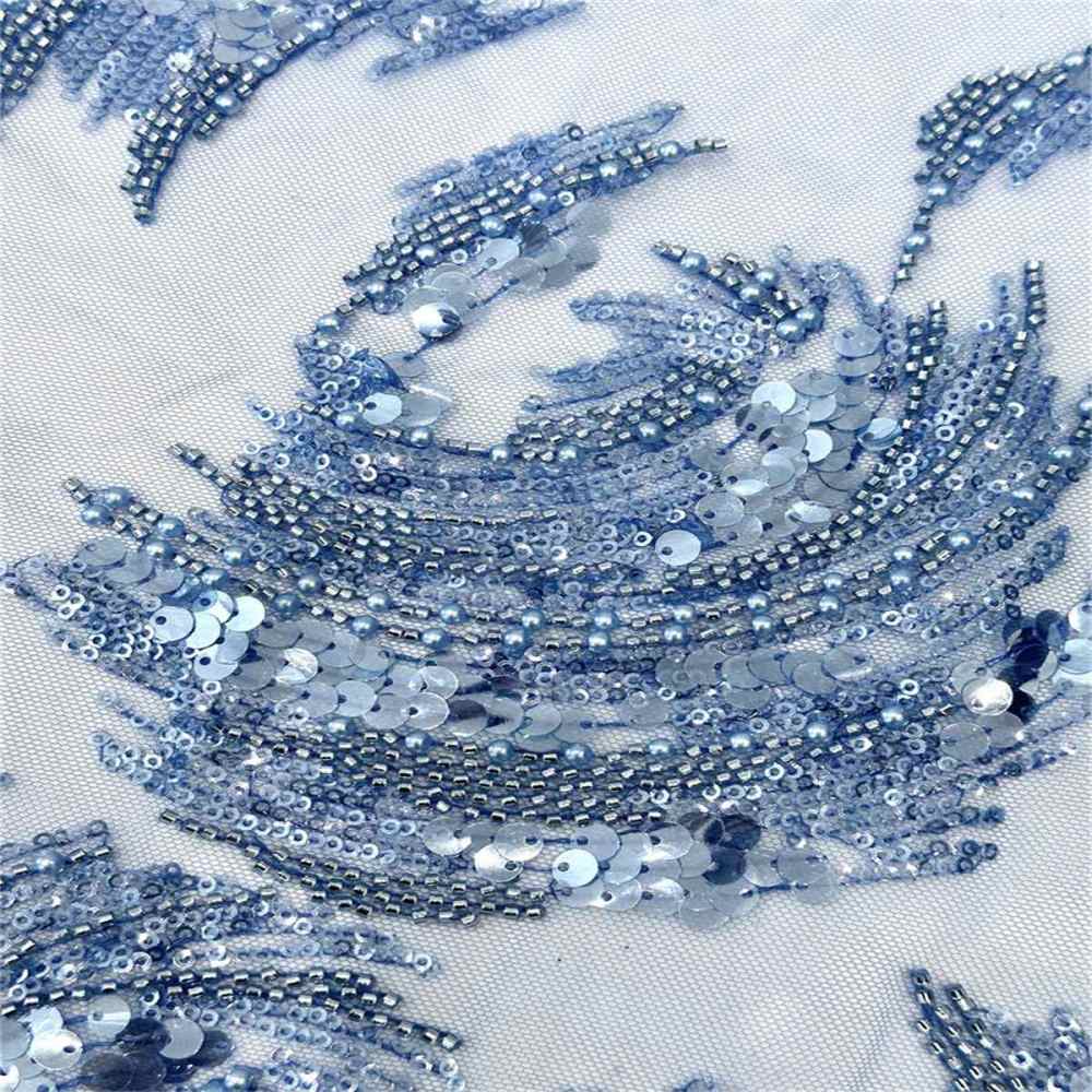 5 Yards Beaded Mesh Fabric, Beaded Tulle Fabric with Beads, Pearls & Sequins | Love in Lace | NO. PFS049