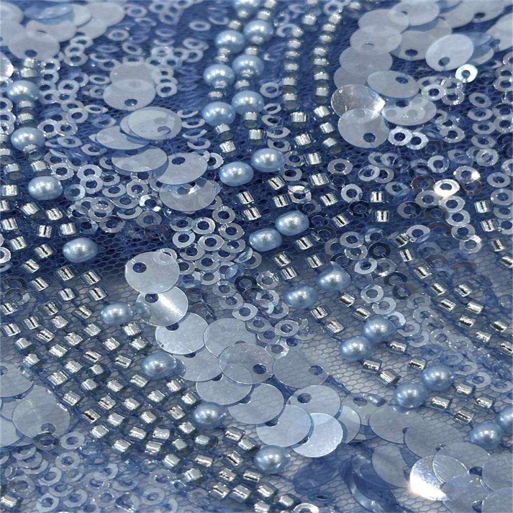 5 Yards Beaded Mesh Fabric, Beaded Tulle Fabric with Beads, Pearls & Sequins | Love in Lace | NO. PFS049