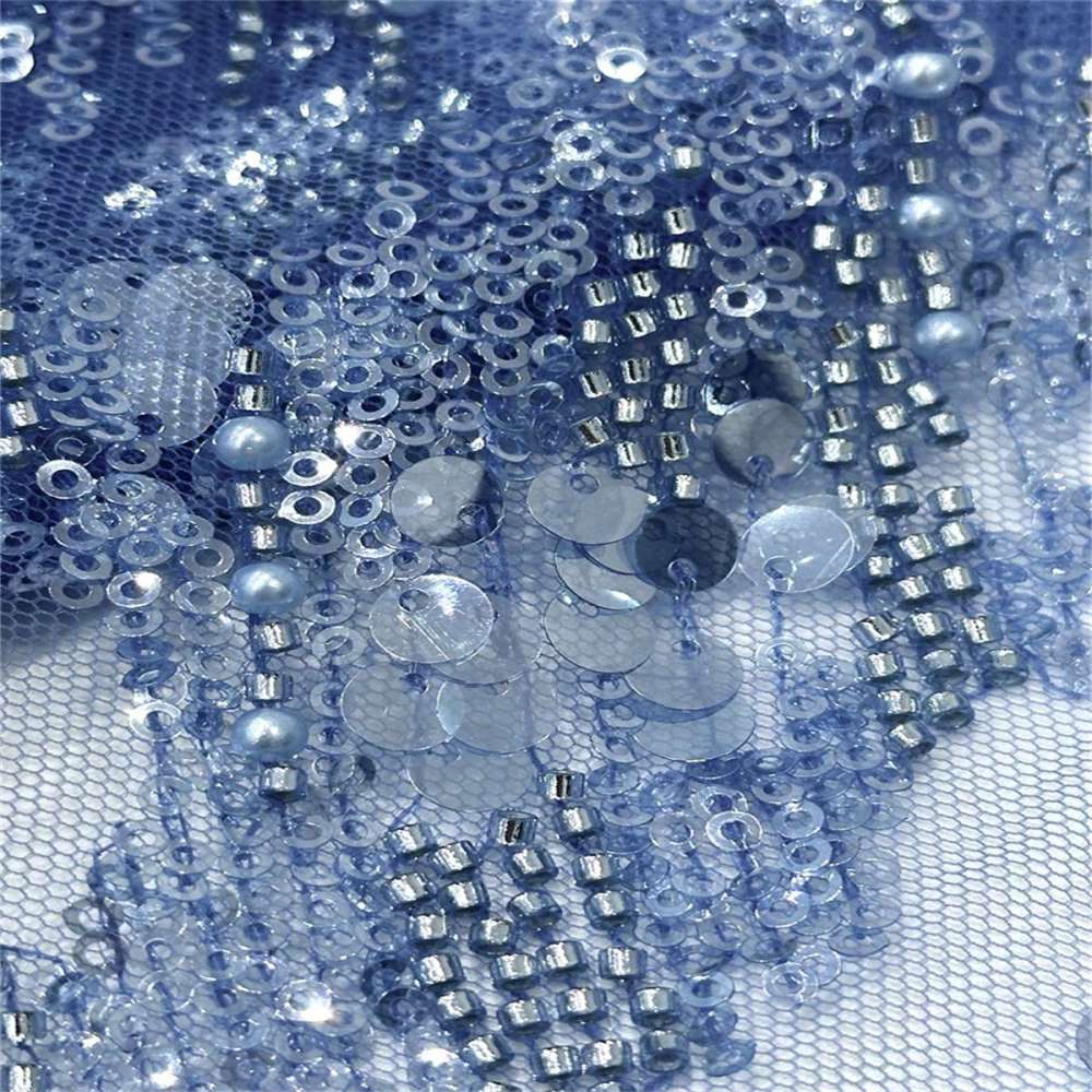 5 Yards Beaded Mesh Fabric, Beaded Tulle Fabric with Beads, Pearls & Sequins | Love in Lace | NO. PFS049