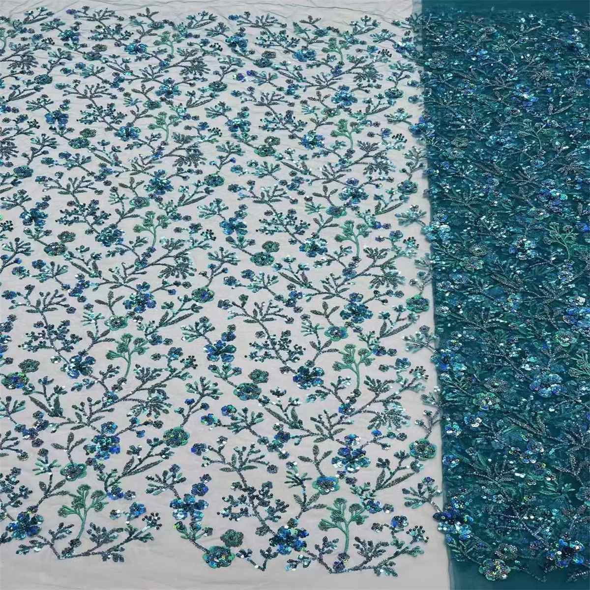 5 Yards Beaded Mesh Lace Fabric, Embroidered Beaded Tulle Lace Fabric with Beads & Pearls | Love in Lace | NO. ZT026