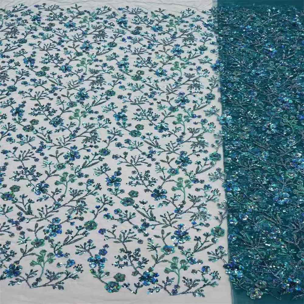 5 Yards Beaded Mesh Lace Fabric, Embroidered Beaded Tulle Lace Fabric with Beads & Pearls | Love in Lace | NO. ZT026
