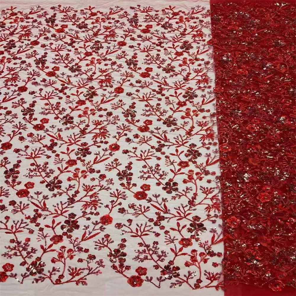 5 Yards Beaded Mesh Lace Fabric, Embroidered Beaded Tulle Lace Fabric with Beads & Pearls | Love in Lace | NO. ZT026