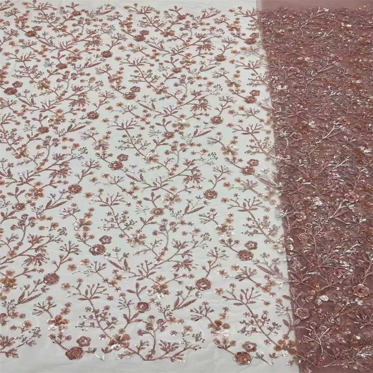 5 Yards Beaded Mesh Lace Fabric, Embroidered Beaded Tulle Lace Fabric with Beads & Pearls | Love in Lace | NO. ZT026