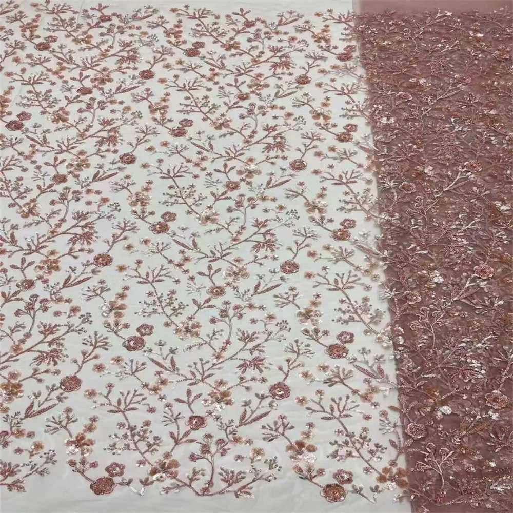 5 Yards Beaded Mesh Lace Fabric, Embroidered Beaded Tulle Lace Fabric with Beads & Pearls | Love in Lace | NO. ZT026