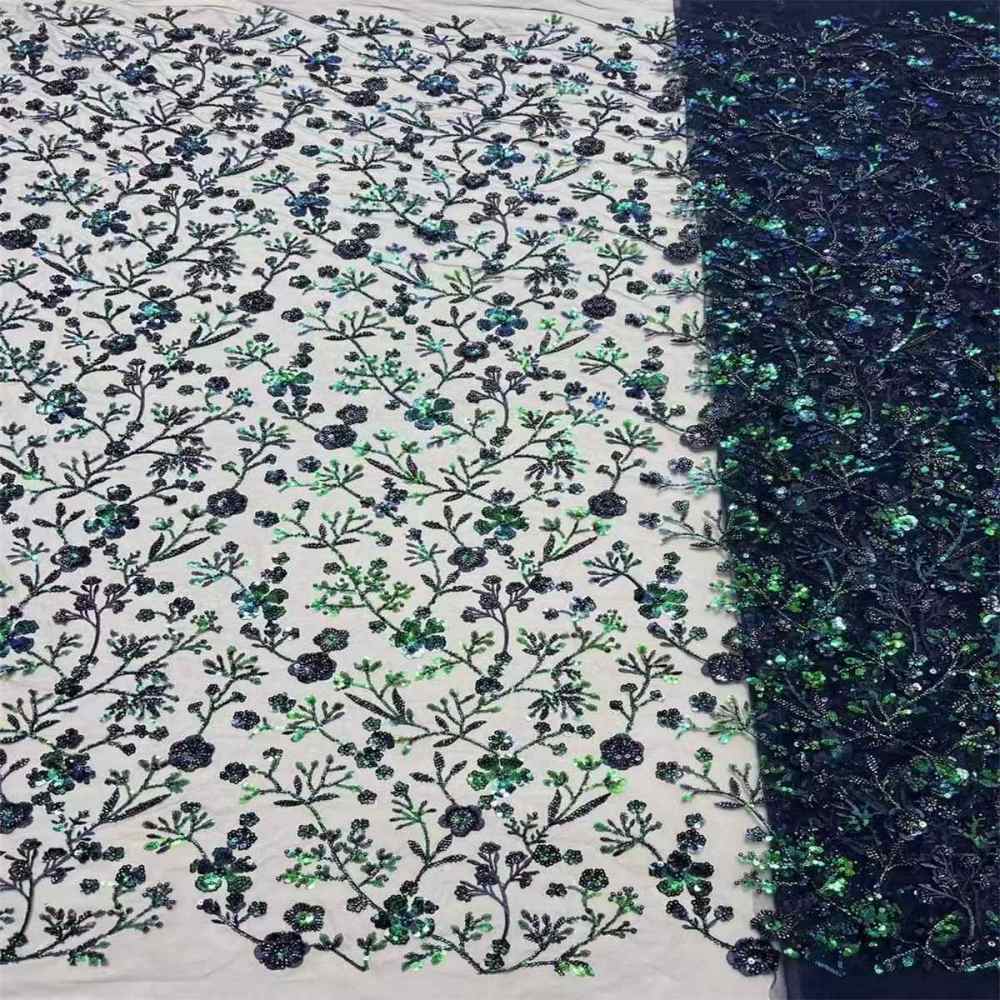 5 Yards Beaded Mesh Lace Fabric, Embroidered Beaded Tulle Lace Fabric with Beads & Pearls | Love in Lace | NO. ZT026