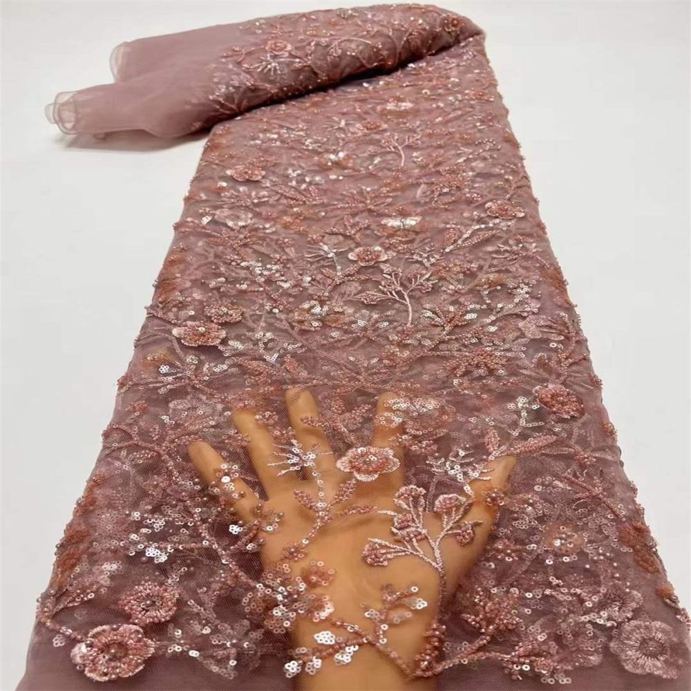 5 Yards Beaded Mesh Lace Fabric, Embroidered Beaded Tulle Lace Fabric with Beads & Pearls | Love in Lace | NO. ZT026