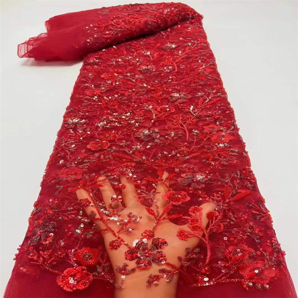 5 Yards Beaded Mesh Lace Fabric, Embroidered Beaded Tulle Lace Fabric with Beads & Pearls | Love in Lace | NO. ZT026