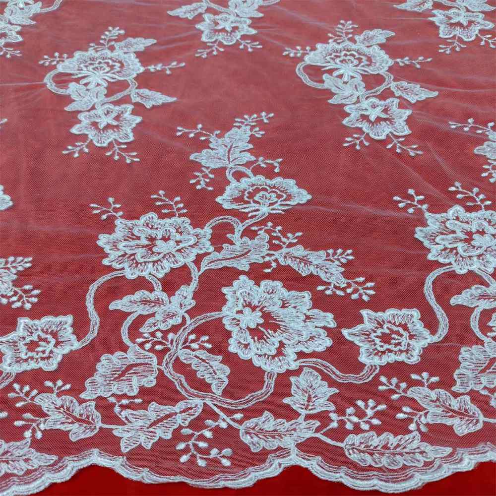 1 Yard Bridal Lace Fabric, Embroidered Corded Wedding Lace Fabric for Wedding Dresses | Love in Lace | NO. SX046