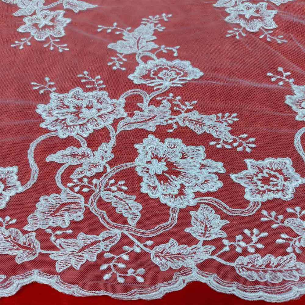 1 Yard Bridal Lace Fabric, Embroidered Corded Wedding Lace Fabric for Wedding Dresses | Love in Lace | NO. SX046