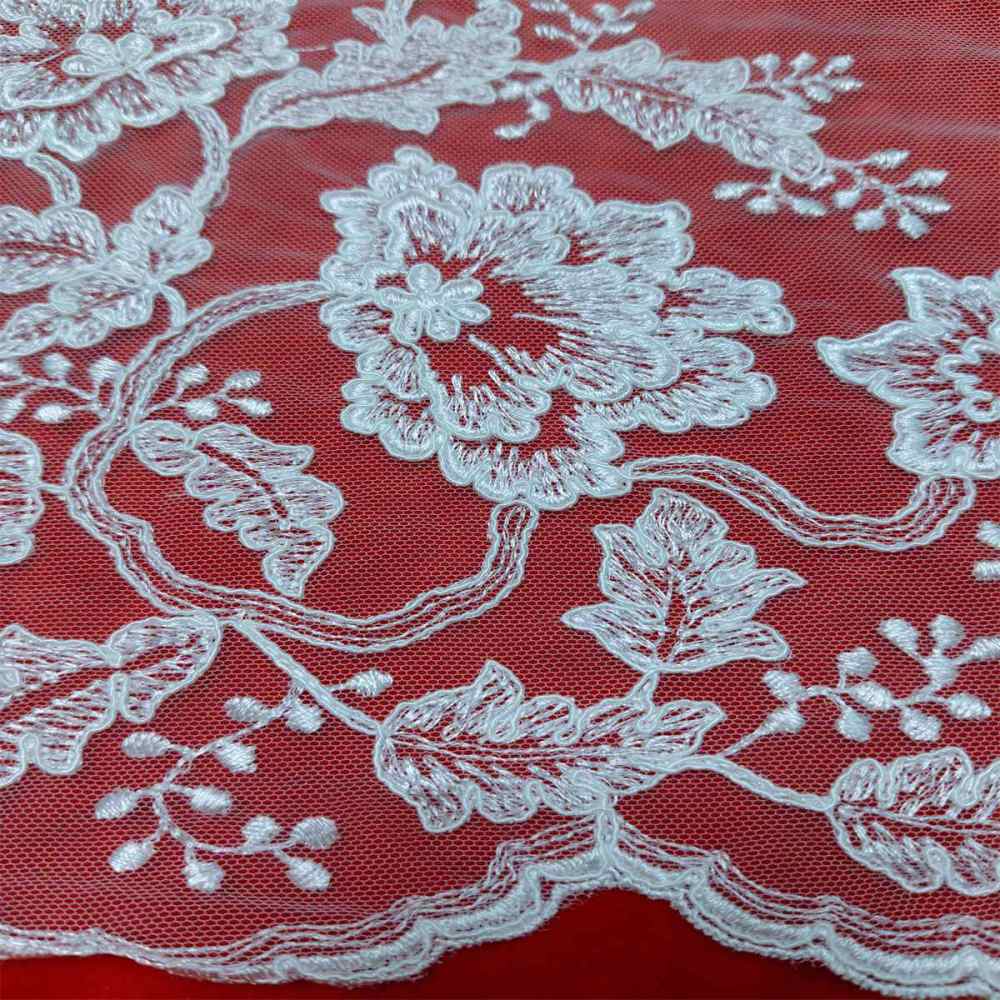 1 Yard Bridal Lace Fabric, Embroidered Corded Wedding Lace Fabric for Wedding Dresses | Love in Lace | NO. SX046