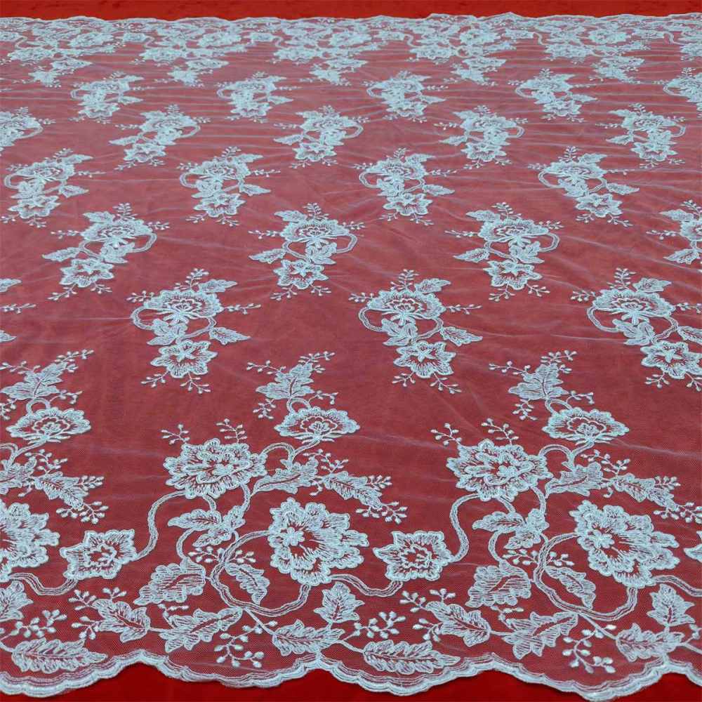1 Yard Bridal Lace Fabric, Embroidered Corded Wedding Lace Fabric for Wedding Dresses | Love in Lace | NO. SX046