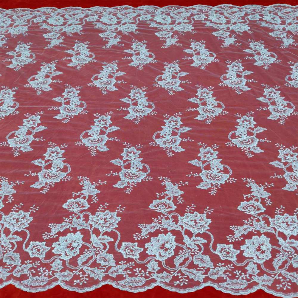 1 Yard Bridal Lace Fabric, Embroidered Corded Wedding Lace Fabric for Wedding Dresses | Love in Lace | NO. SX046