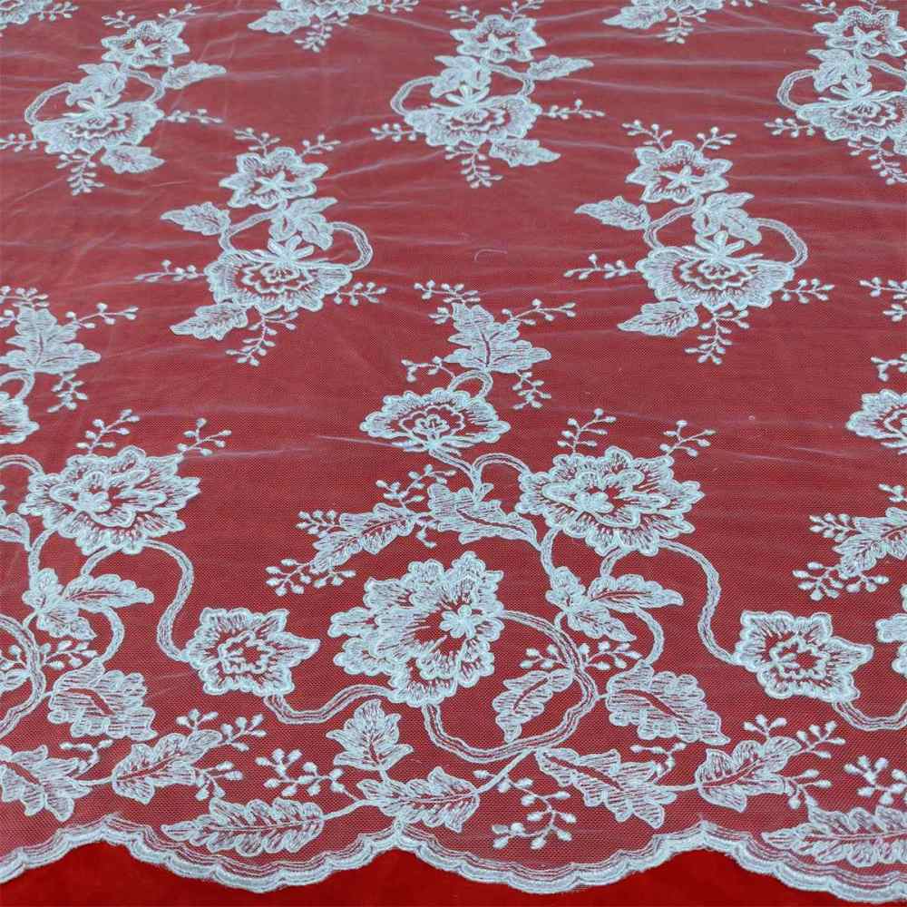 1 Yard Bridal Lace Fabric, Embroidered Corded Wedding Lace Fabric for Wedding Dresses | Love in Lace | NO. SX046