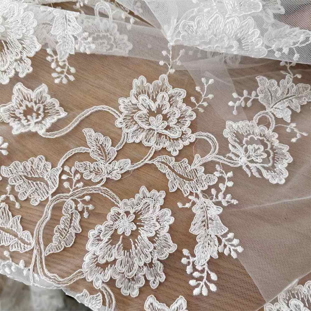 1 Yard Bridal Lace Fabric, Embroidered Corded Wedding Lace Fabric for Wedding Dresses | Love in Lace | NO. SX046