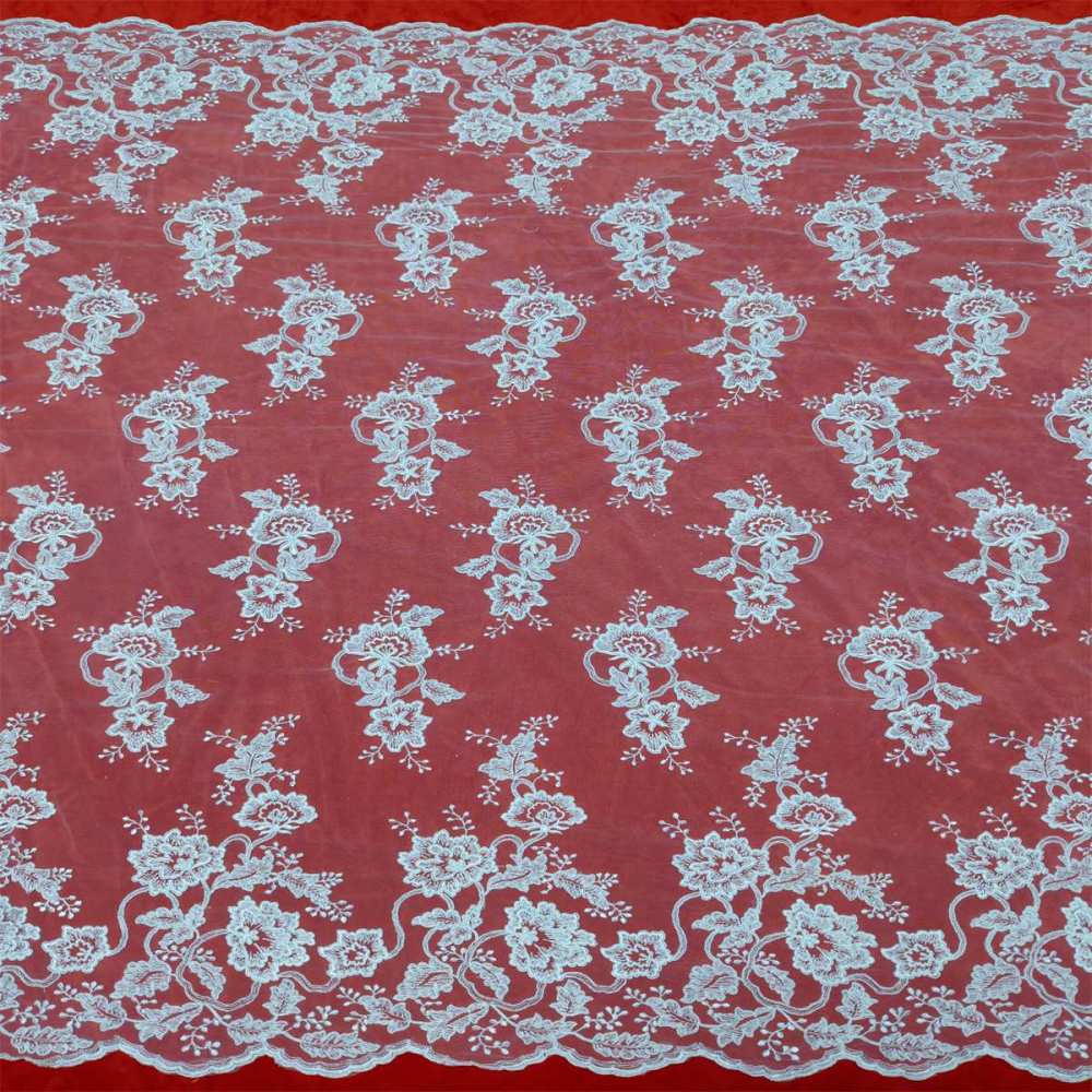 1 Yard Bridal Lace Fabric, Embroidered Corded Wedding Lace Fabric for Wedding Dresses | Love in Lace | NO. SX046