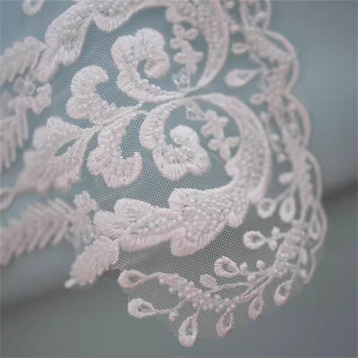 10 Yards Beaded Bridal Lace Trim, Embroidered Wedding Lace Trim for Bridal Gowns & Veils | Love in Lace | NO. JB032