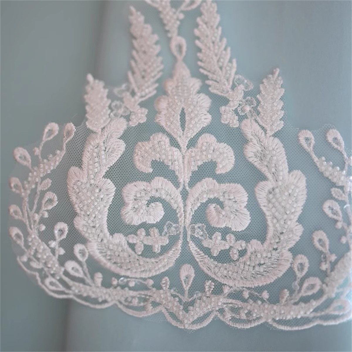 10 Yards Beaded Bridal Lace Trim, Embroidered Wedding Lace Trim for Bridal Gowns & Veils | Love in Lace | NO. JB032