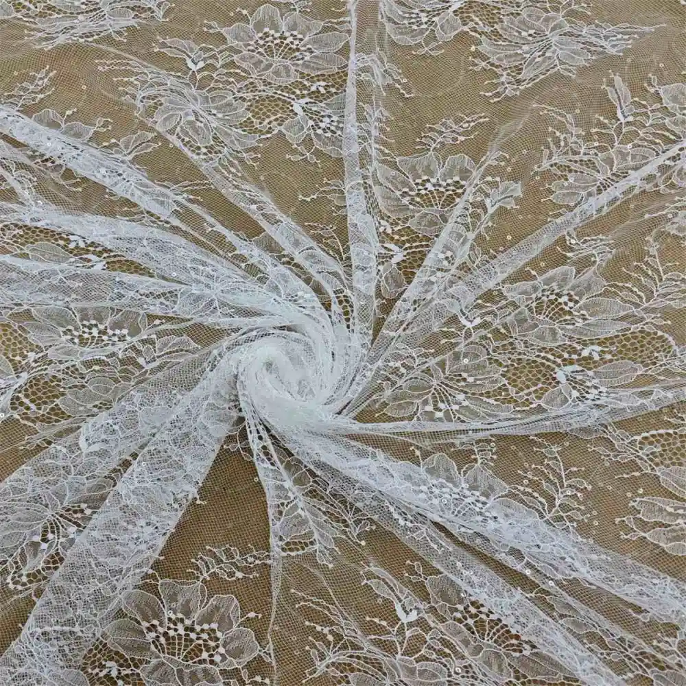 Chantilly Lace Fabric - 5 Yards - Sequin French Lace Fabric | Ref.  JS030,Chantilly Lace Fabrics